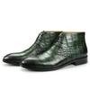 Fashion Popular Mens' Ankle Leather Shoes Lace-up Luxury Boots Safety Formal Fashion Designer Shoes Black & Green Big Size Boots For Man