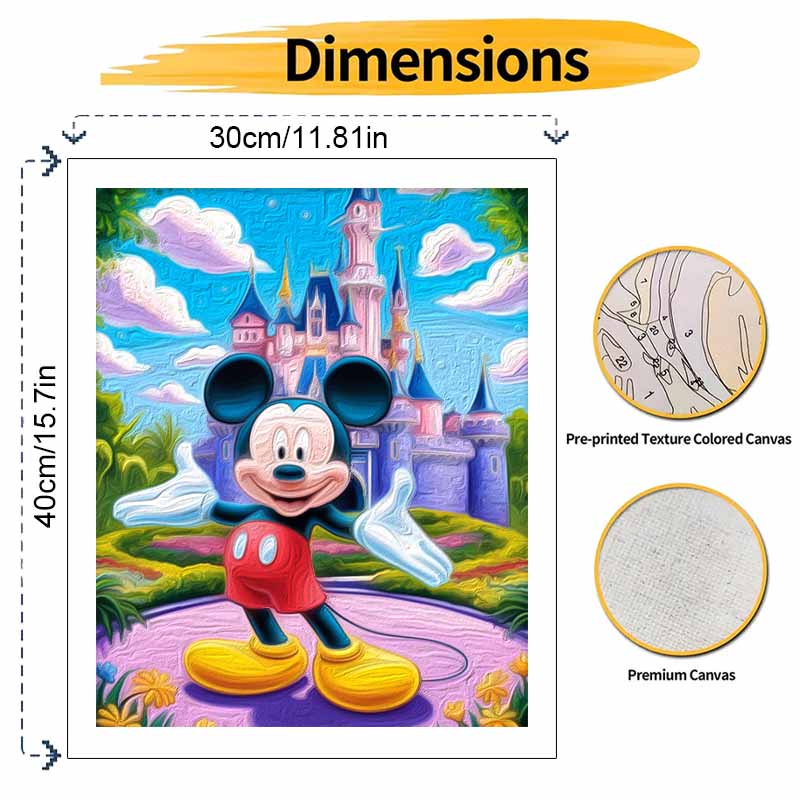 Disney Mickey Mouse Castle Paint By Number Kit Drawing Canvas DIY Picture Home Decor Modern Wall Art Gift For Living Room Bedroom Decor