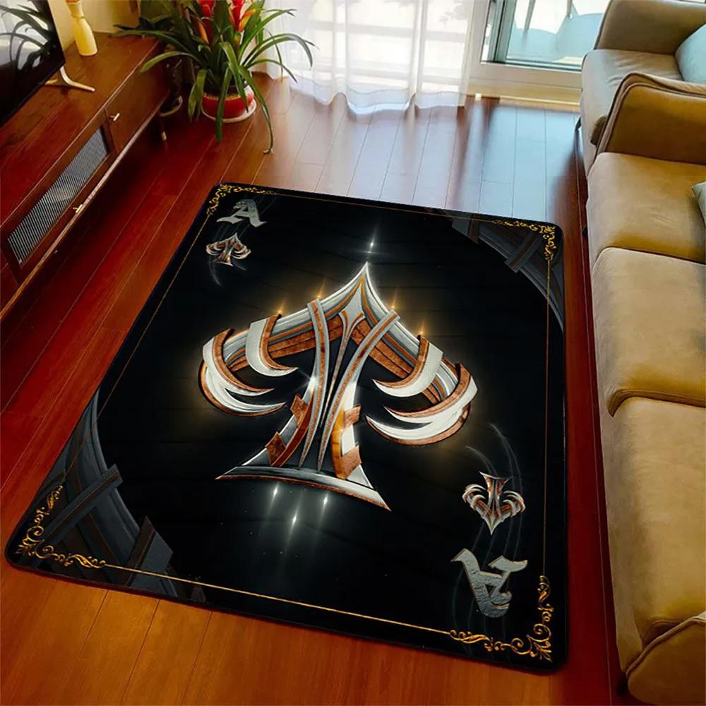 Moderne Malerei Pik Karte Poker Teppich Wohnzimmer Teppich Heimdeko Flur Fußmatte Rutschfest Küche Badezimmer Schlafzimmer Bodenmatte
