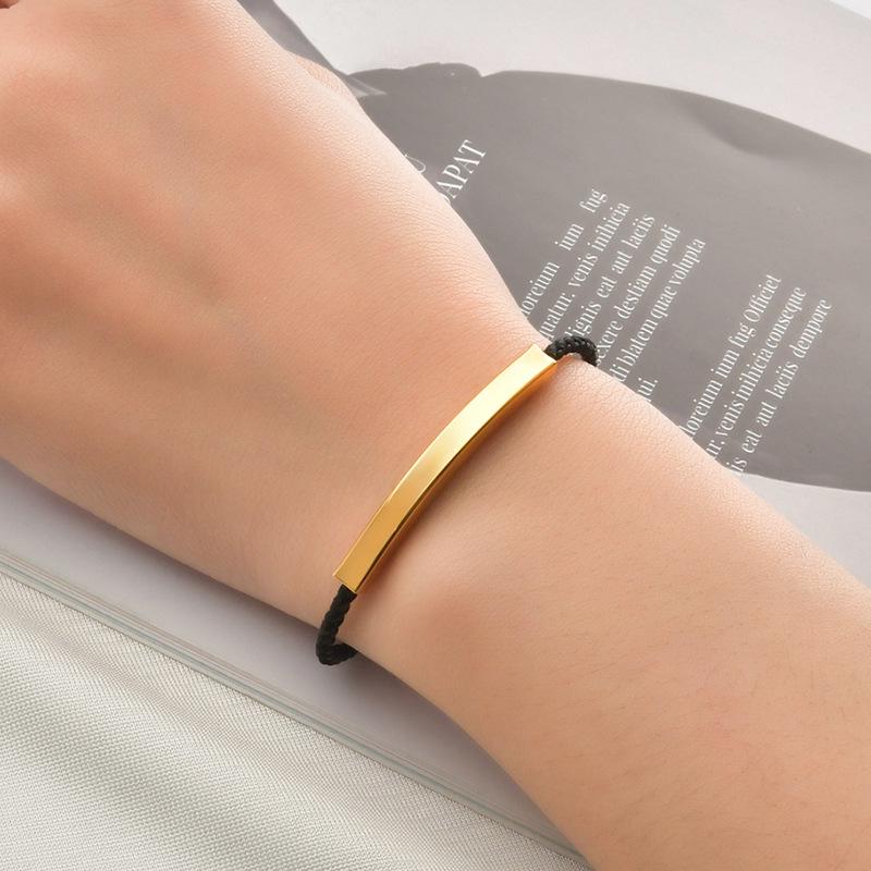 Korejský styl rytý náramek z nerezové oceli s lanem - Trendy nastavitelný niche design pro páry