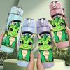 1PC Astronaut Green Dinosaur 750ml Color Plastic Sports Water Bottle Leakproof Flip Straw Lid Suitable for Sports Office Home Use