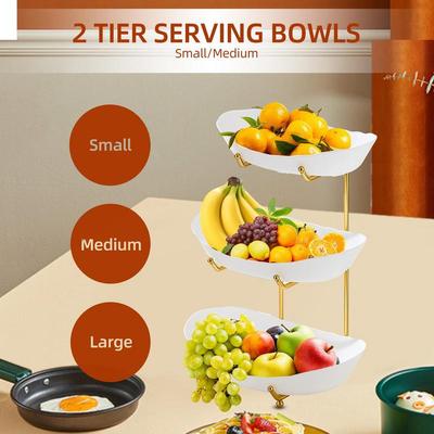 Tischplatten Geschirr Küche Obstschale Halter mit 3-stöckigem Design Unterteilte Süßigkeiten Kuchen Tabletts Geschirr Trockenobst Schalen