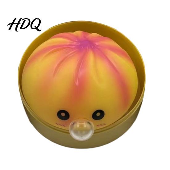 Anxiety Relief Toy Bubble Blowing Dumpling Squeeze with Steamer Box Soft Steamed Stress Gadget Bun Sensory Decompression Dough Ball Fidget