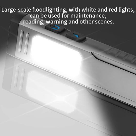 Multi-functional Flashlight with Back Clip USB Rechargeable IPX4 Waterproof Work Lamp Magnetic Portable Outdoor Camping Hiking Emergency Lamp