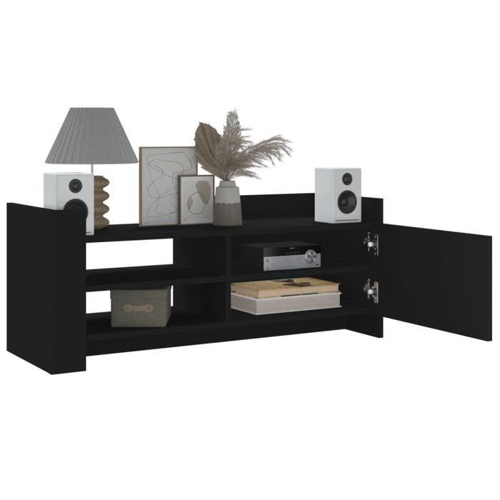 VidaXL Meuble TV Noir 100x35x40 cm Bois d'ingénierie, support TV, buffet TV, meuble multimédia, banc TV, armoire hifi, 848375