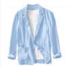 Abbigliamento Uomo Colore Unito Blazer Primavera Casual Lino e Cotone Tute Safari Taglie Forti