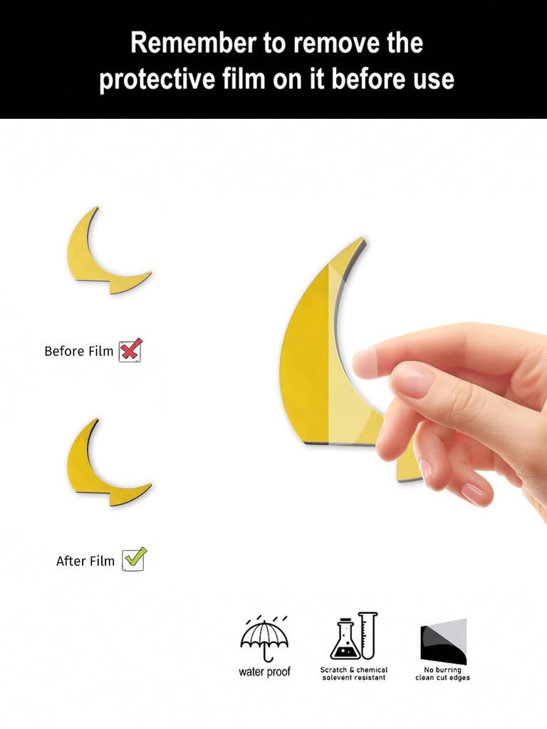 Islamic Wooden Golden Moon PC Monitor Decor Acrylic Crescent Hanging Ornaments Ramadan & Eid Home Office Desktop Decoration Gift
