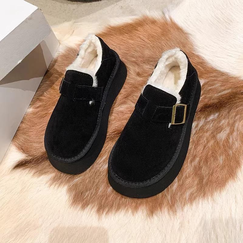 Winter Velvet Thickened Thick-soled Snow Boots Low-top Shallow Mouth New Short Tube Warm and Non-slip Cotton Shoes