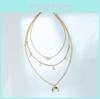 Stunning Multi-layered Alloy Necklace With Moon And Star Charms For Fashionable Women
