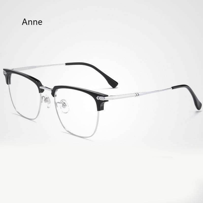 Women Men Silver Anti Blue Light Transparent Myopia Glasses Frame Round Eyewear Blocking Glasses Optical Spectacle Eyeglass