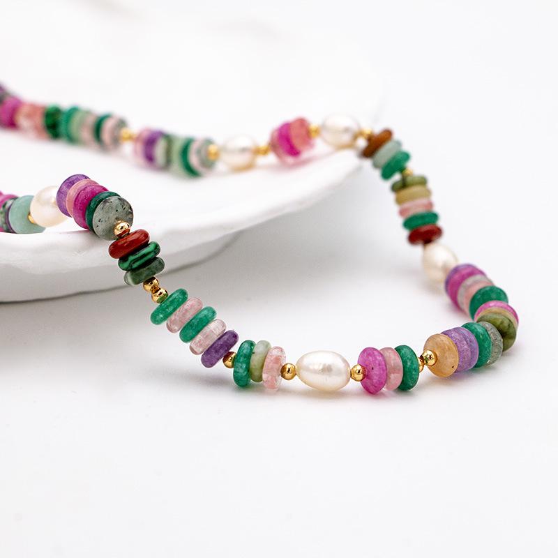 Dopamine Tourmaline & Freshwater Pearl Necklace - 2024 High-End Clavicle Chain