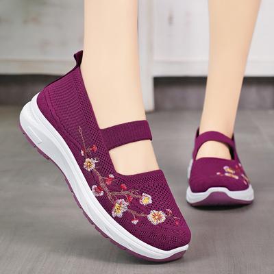 Damenschuhe Sommer Damen Old Beijing Stoffschuhe Ausgehöhlt Atmungsaktive Schuhe Flachmündig Flache Mama-Schuhe