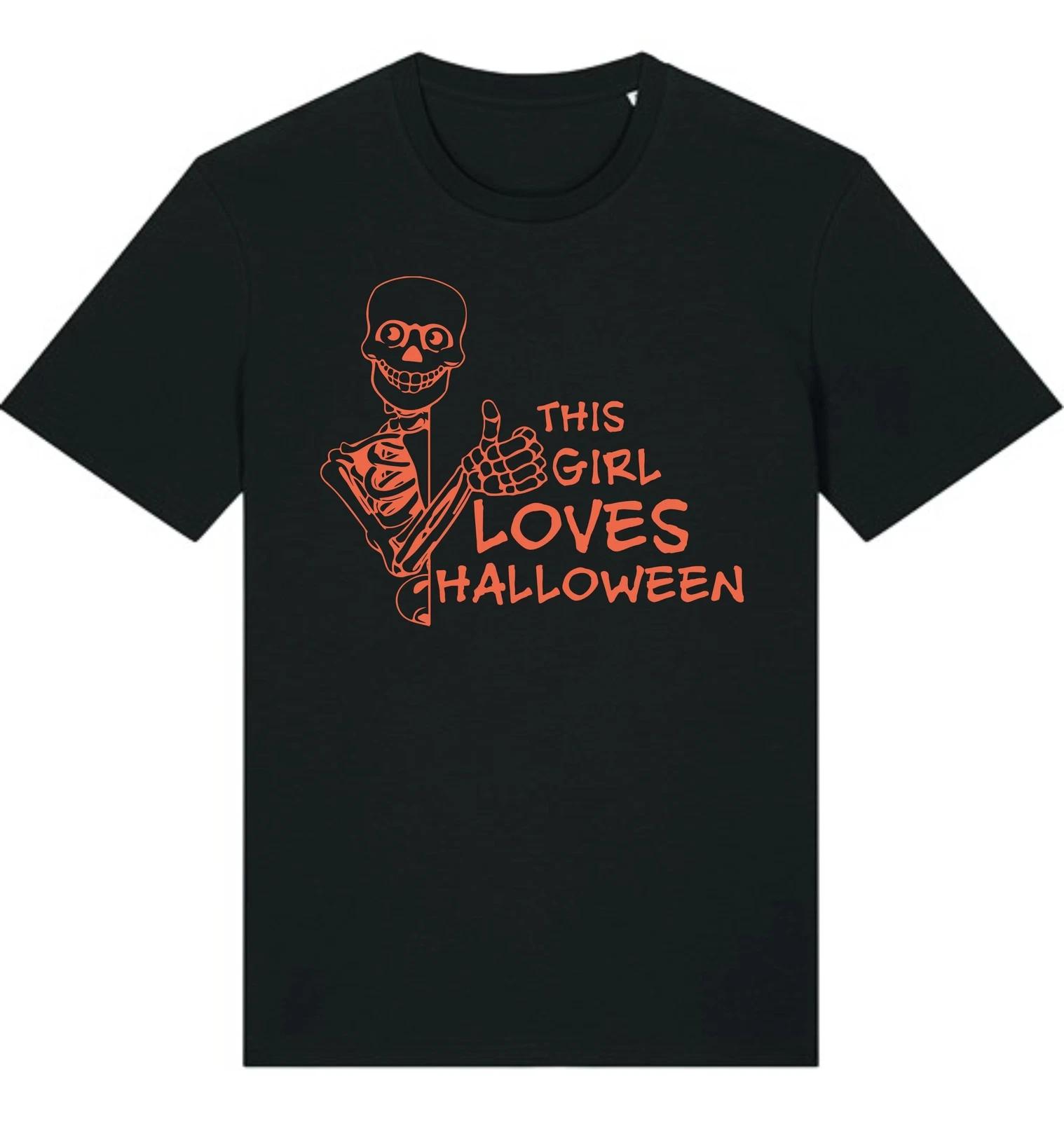 This Girl Love Halloween Skull Design T Shirt,Scary Blood,Splattered Costume Tee 2XL