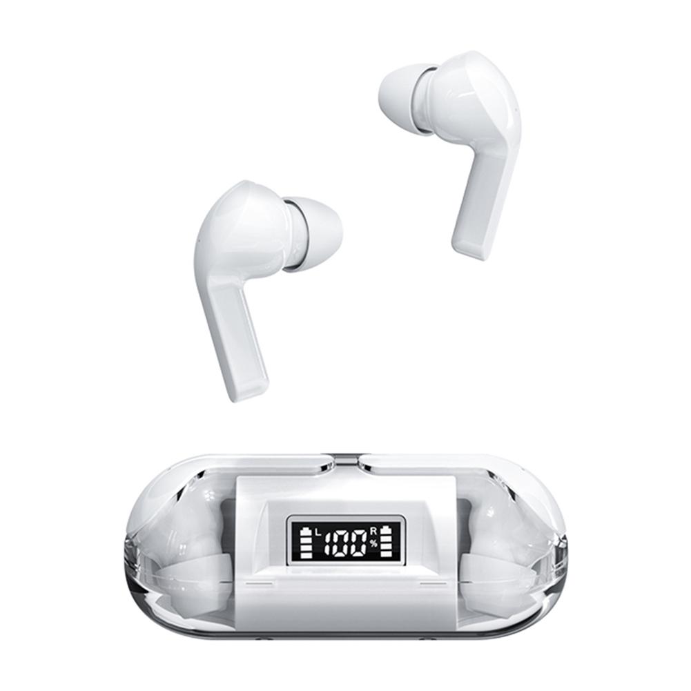 

Беспроводные наушники Space Capsule Прозрачные наушники-вкладыши со светодиодным цифровым дисплеем Совместимая с Bluetooth гарнитура 5.3 In Ear белый
