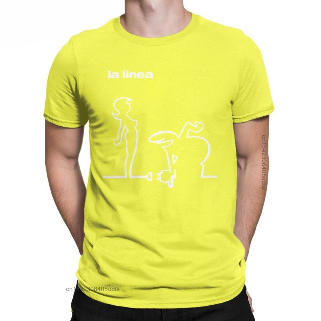 Men T-Shirt La Linea Femme Sexy Vintage Pure Cotton Tee Shirt for Men Oversized Graphic T Shirts Round Collar