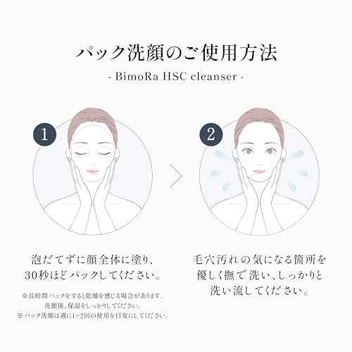 BimoRa HSC Facial Cleansing Foam, Human Stem Cell Enzyme Cleanser, Acne, Pore Care, Sensitive Skin, Dry Skin, Anti-Aging Care, Moisturizing, Sake Lees
