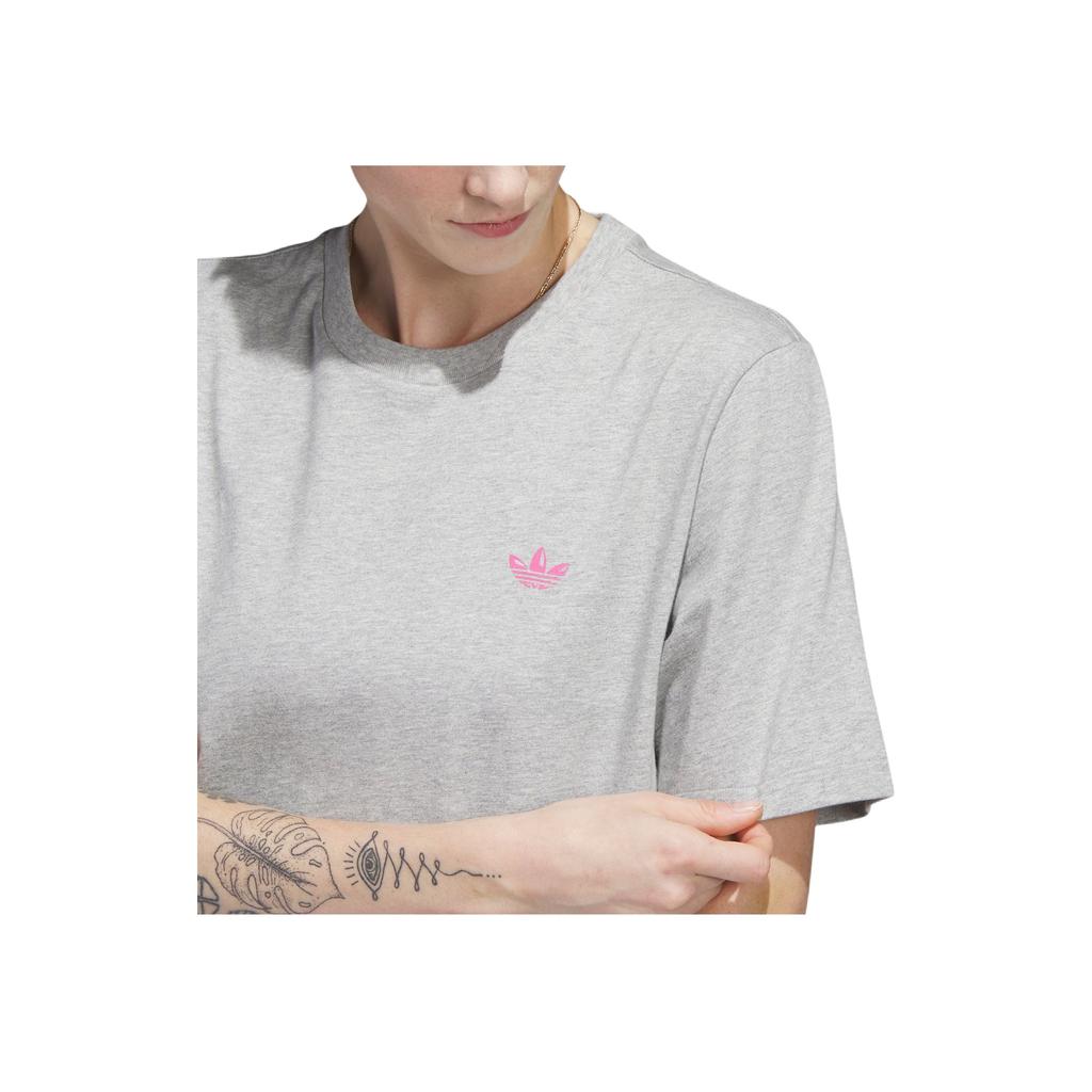 Adidas Originals Trefoil Letter Brand Logo Print Sports Short Sleeve T-Shirt Men Tops Medium-Hemp-Gray HS3028