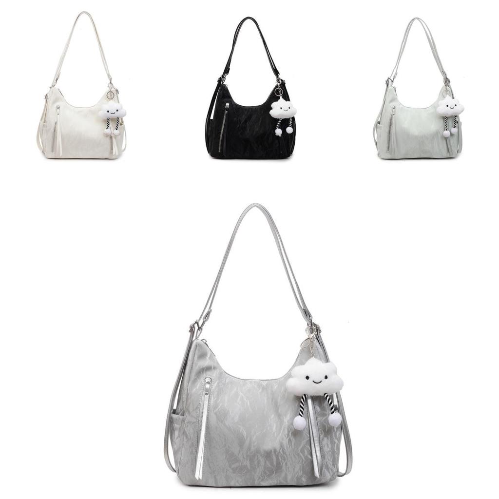Minimalist Womens Large Capacity Pu Shoulder Bag With Zipper Closure For Daily Use