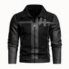 Men's Retro PU Leather Motorcycle Jacket - Autumn/Winter Patchwork Style