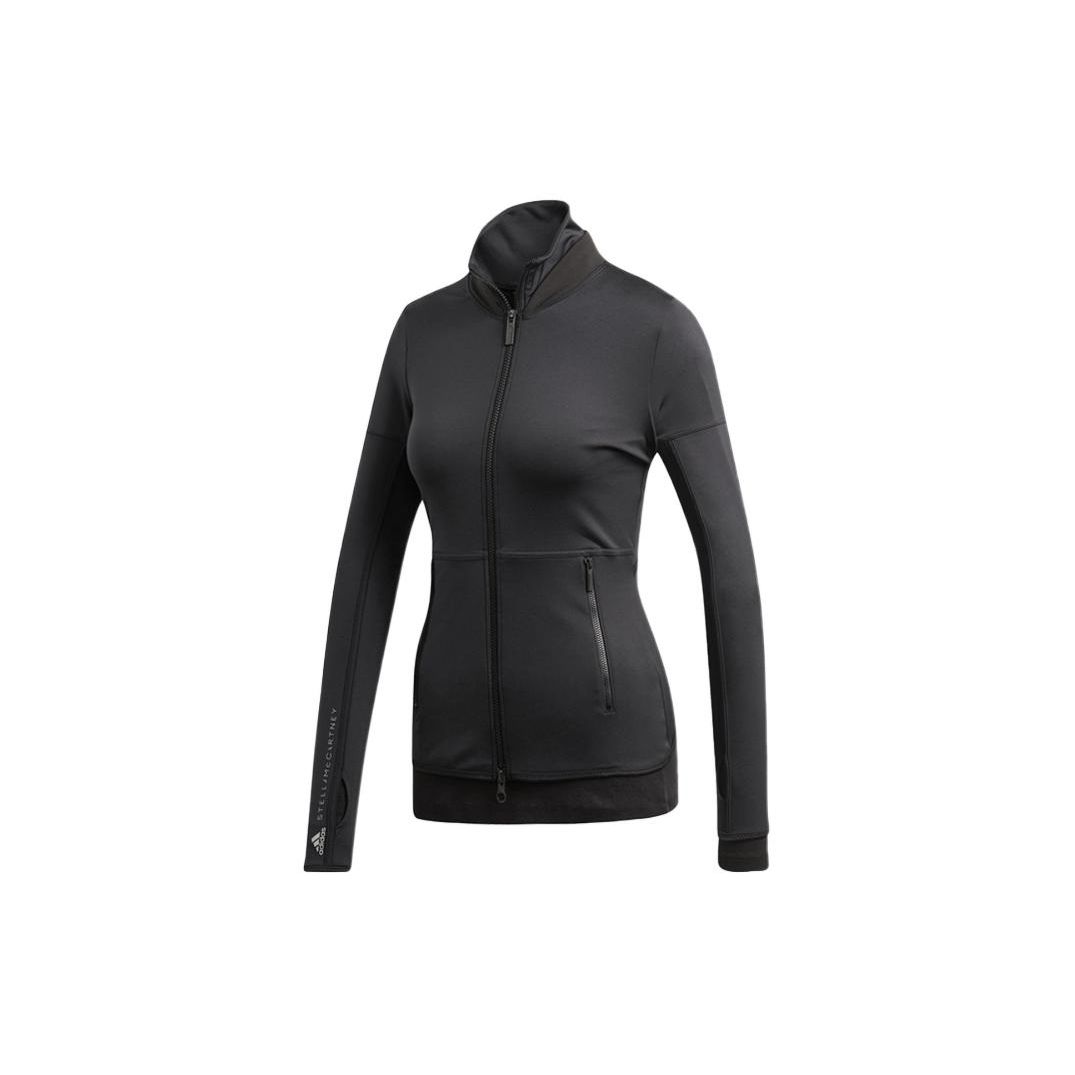 Adidas Solid Color Stand Collar Zip Casual Sports Training Jacket Women Jackets Black DM5362 XXS