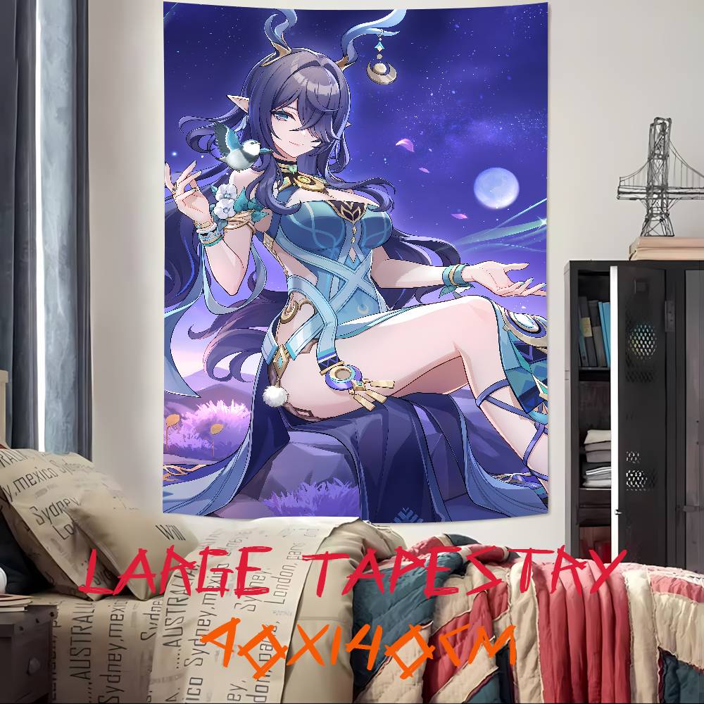 Kawaii Pretty Hot Girl Lauma Cool Video Gaming Tapestry Wall Hanging Art Decoration Aesthetic Background Cloth Birthday Gif