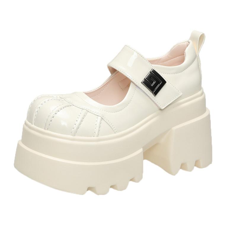 Thick-soled Female Students Breathable Mesh Surface Shallow Mouth Height Increase Versatile Small Leather Shoes Women
