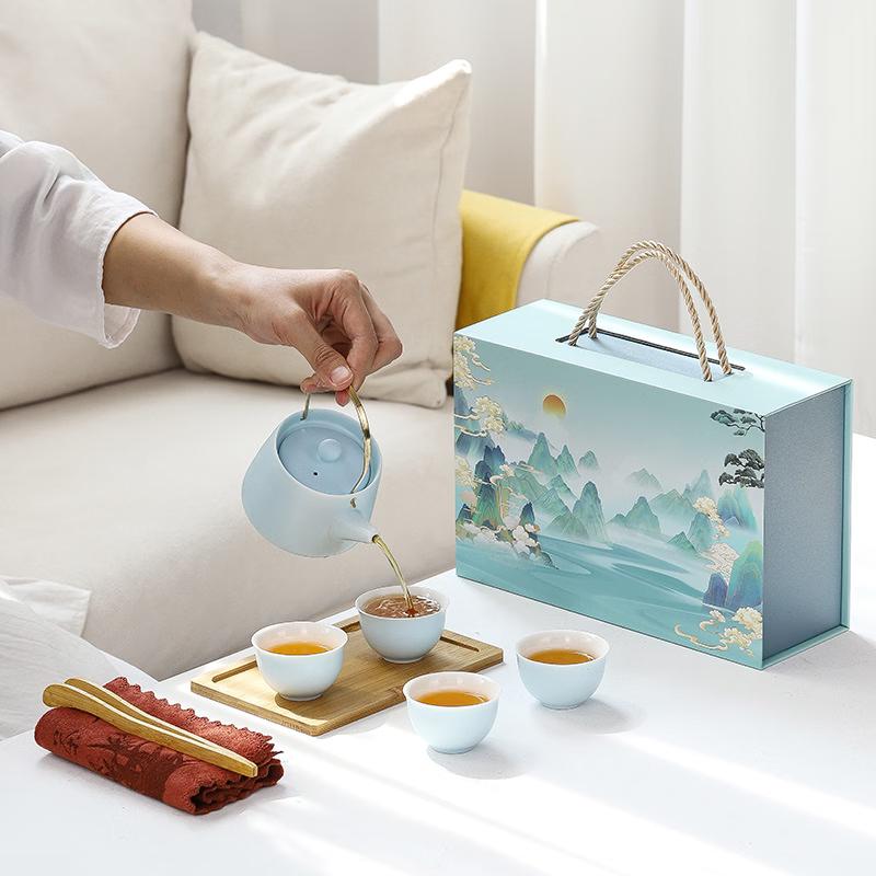 Guochao Portable Ceramic Kung Fu Tea Set