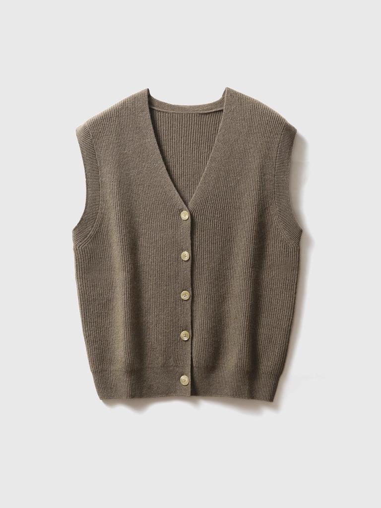 Women's V-Neck Retro Wool Sweater Vest, Fish Scale Knit, Hollow Out, Autumn/Winter Cape Style