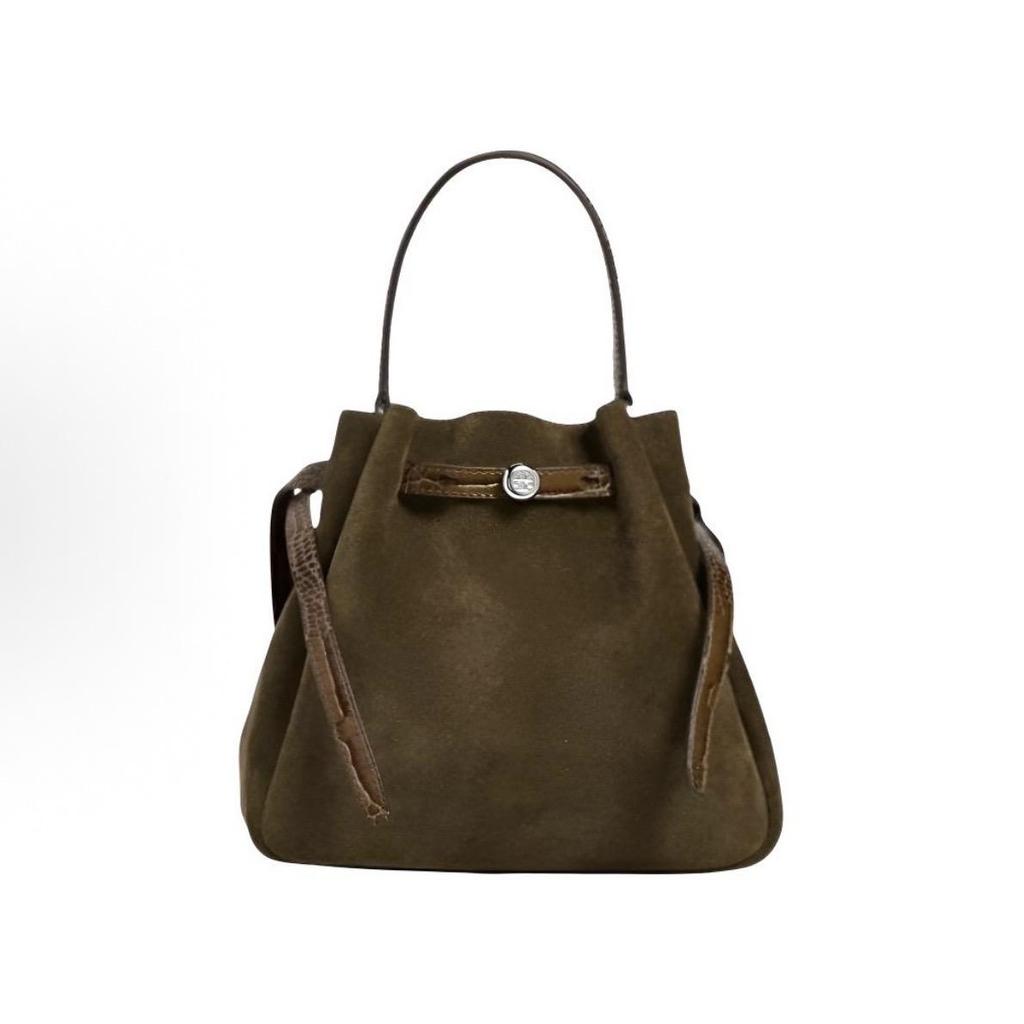 TORY BURCH Romy Gold Hardware Split Cowhide Leather Crossbody Tote Bag Women's Brown