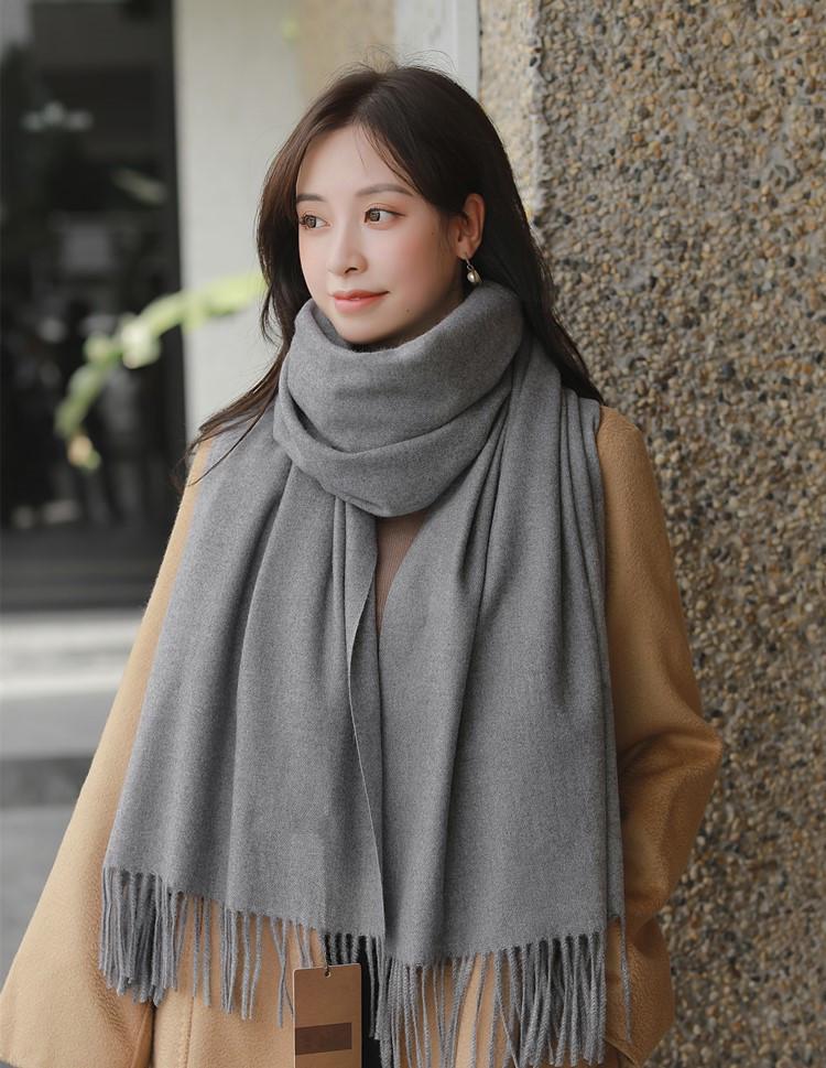White Cashmere Scarf: Thickened, Solid Color, Versatile for Women & Men, Perfect for Autumn & Winter