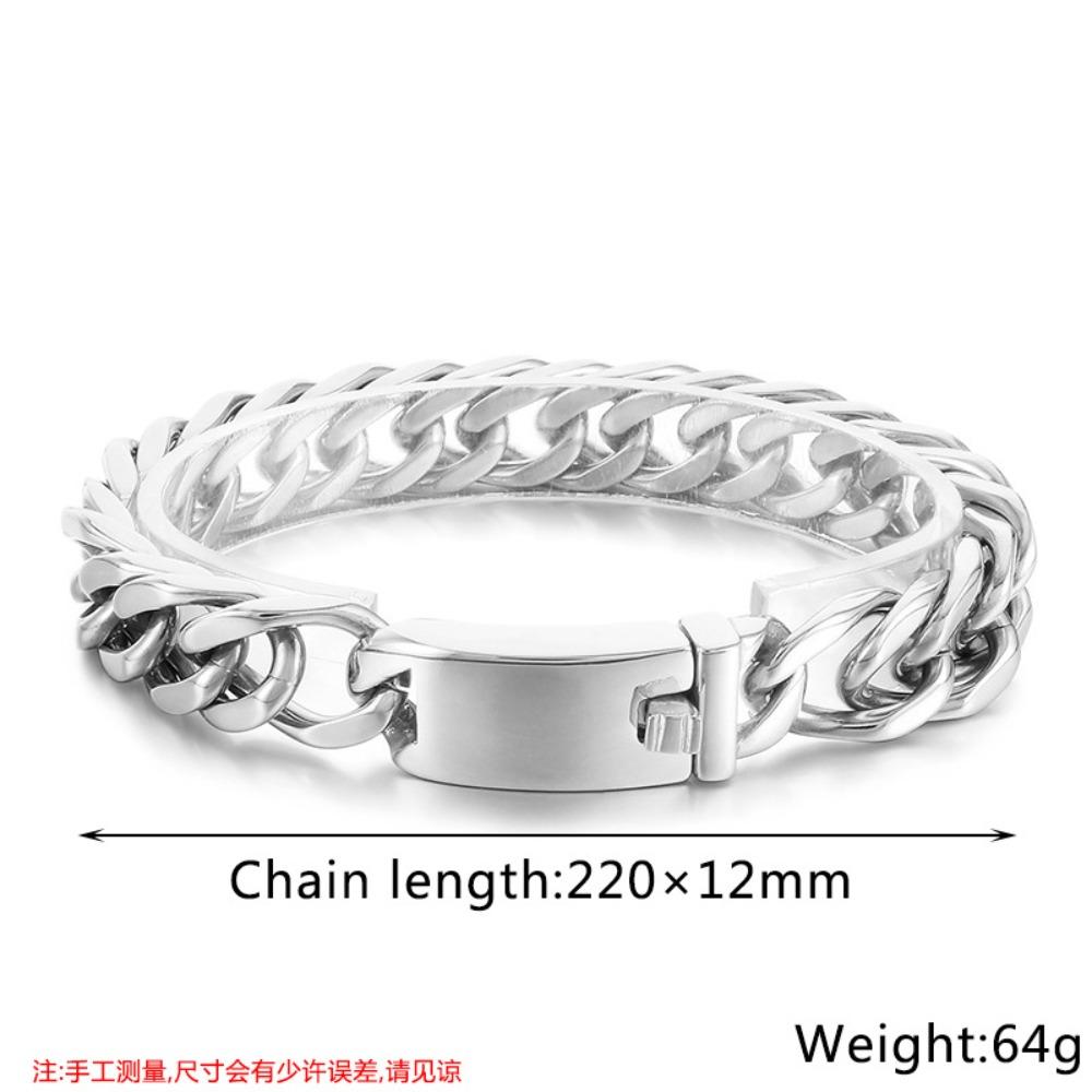 European and American Simple Electroplated Gold Four-sided Ground Titanium Steel Men's Bracelet