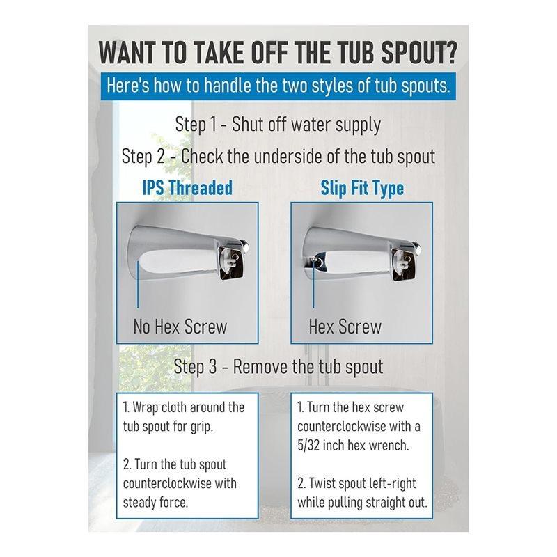 Tub Spout Universal Adapter With Assembly Tool Complete Repair Kit For 1/2In Copper Pipe, 1/2In And 3/4In IPS Thread