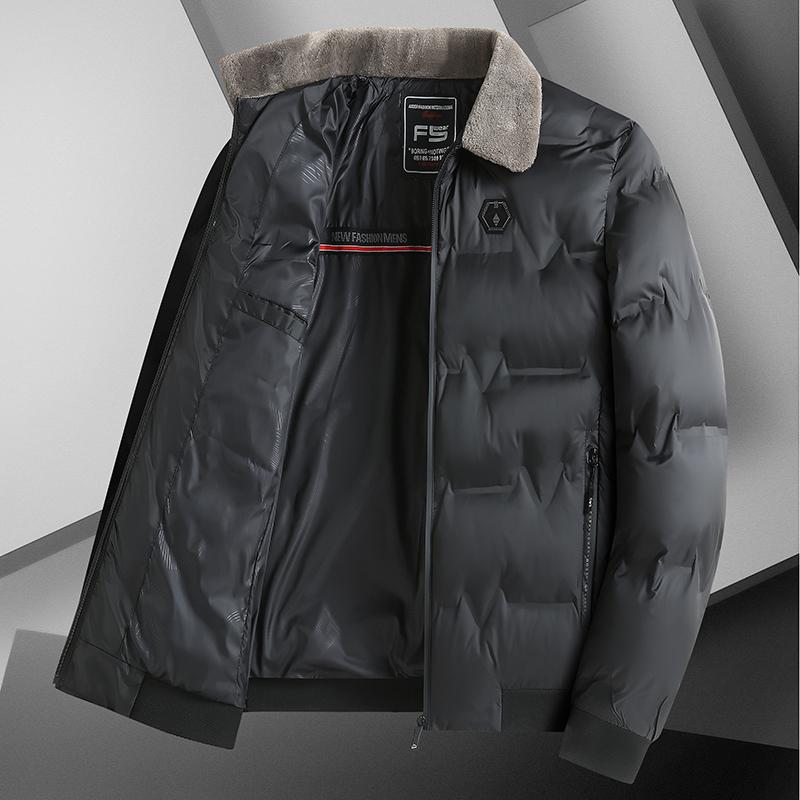 2026 New Winter Parkas Men Thicken Casual Outwear Fur Collar Slim Fit Outwear Waterproof Warm Stand Collar Outwear Coat