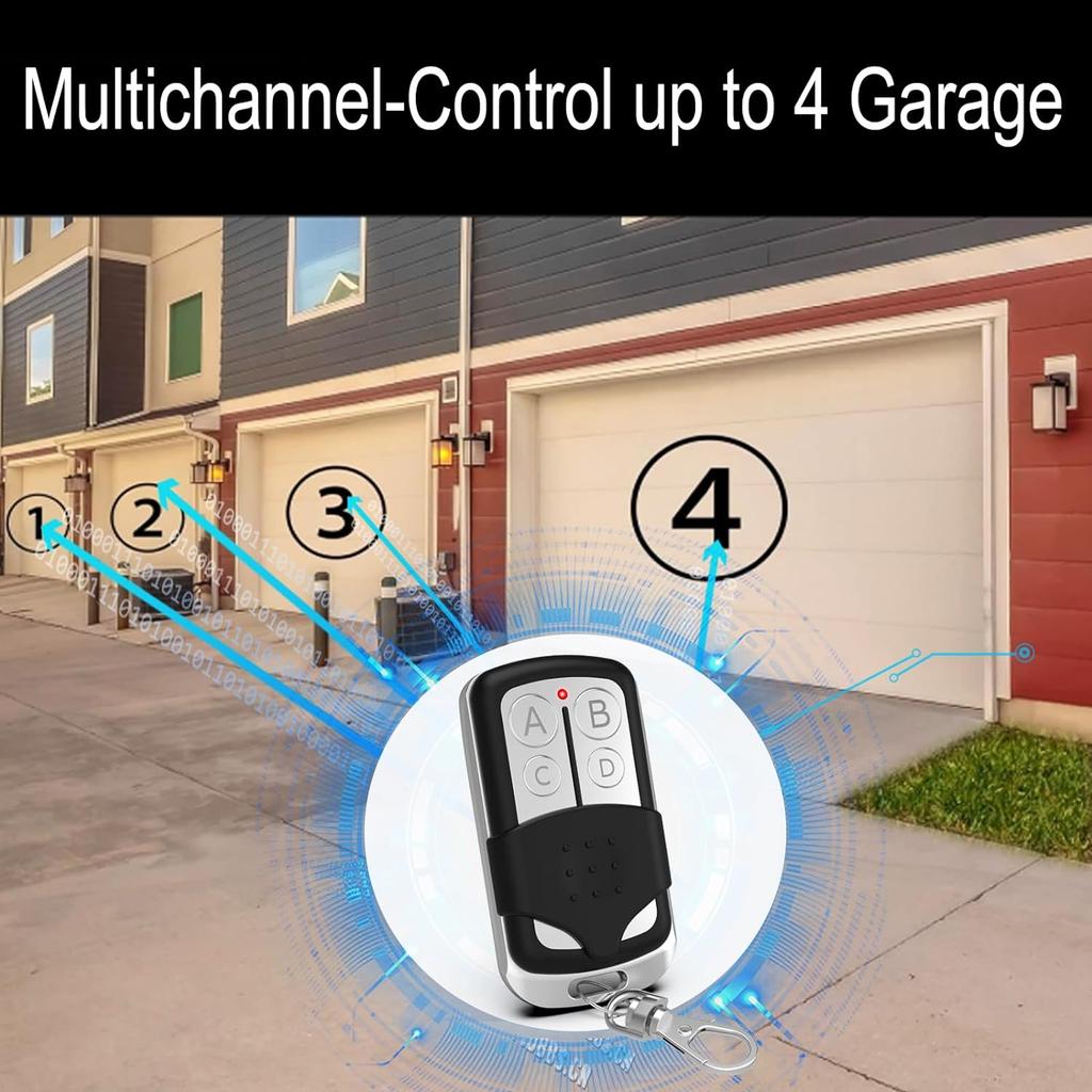 Universal Garage Door Opener Remote 4 Channels RF433MHz Remote Control Keychain Clone Fixed Learn Rolling Code