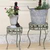 European Retro Iron Art Two-Piece Flower Stand & Pot Rack Set - Green, Distressed Finish, Ladder Design
