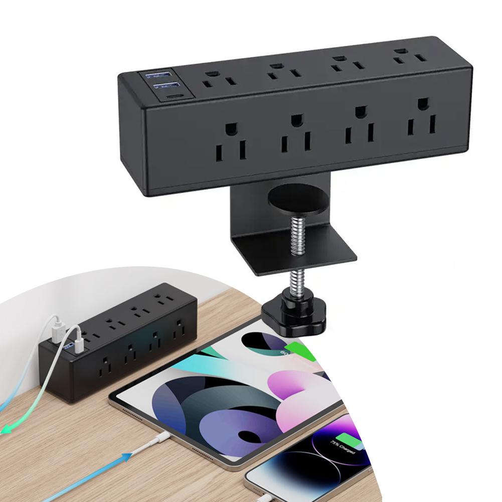 Desktop Edge Power Outlets with USB Ports 18W Fast Charging Station 8/6 AC Outlet and 6.6ft Power Cord Fit 1.6in Tabletop Edge