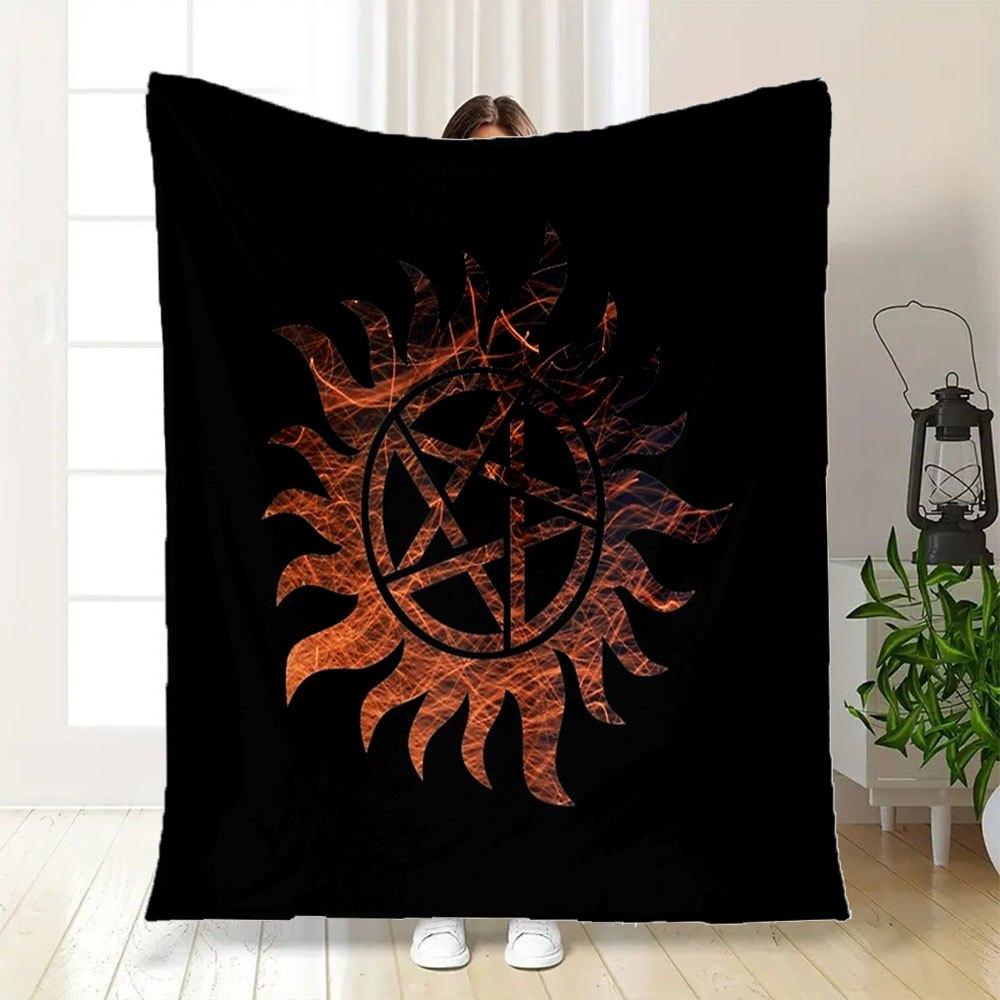 Supernatural Anti-Possession Symbol T-Shirt - Devil's Trap Pentagram DesignBlanket Flannel Throw Blanket for Sofa, Bed, Travel, Camping, Off