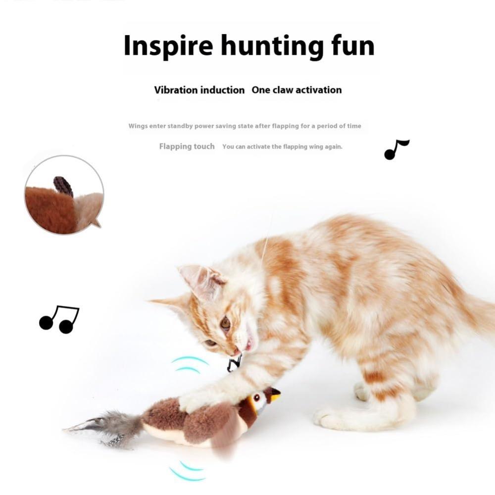 Electric Interactive Chirping Bird Cat Toy Hanging Pet Simulation Bird Toy for Bored Cat