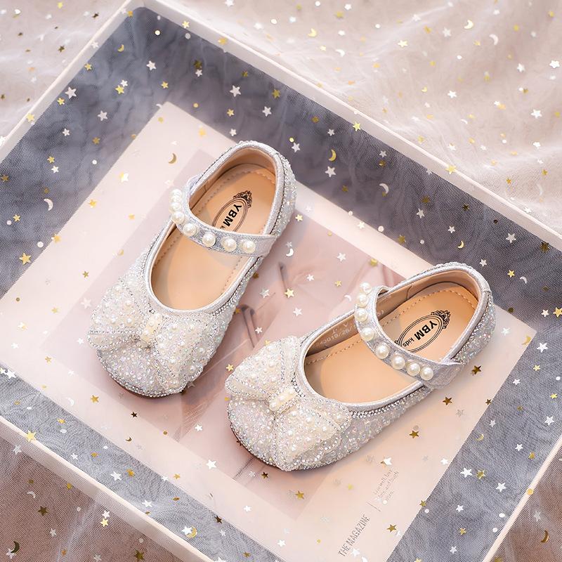 Girls Princess Shoes New Children's Single Shoes Leather Shoes Crystal Shoes Baby Dress Shoes Girls Soft Sole Spring and Autumn
