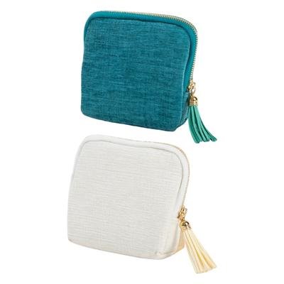 Elegant Smyckesorganiserare Påse Med Fransar Blixtlåsdetaljer Mjukt Sammetsliknande Foder För Förvaring Av Ring Armband Kompakt Rese Tygpåse