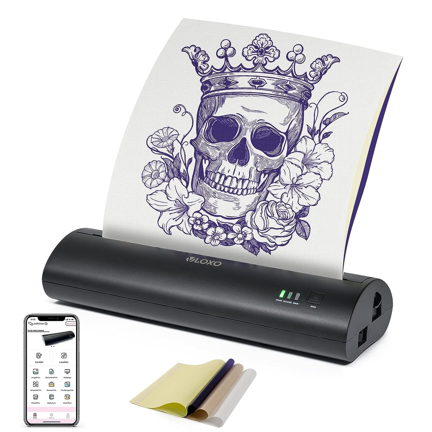

VLOXO Tattoo Transfer Портативний копіювальний апарат Машина для перенесення татуювань Копіювальний апарат Термокопіювальний апарат
