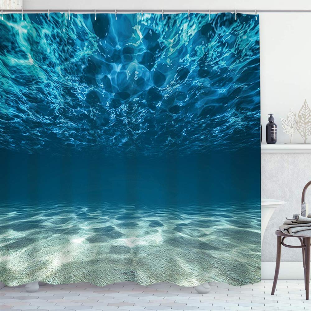 Beach Coastal Shower Curtain Summer Hawaii Ocean Seaside Sunset Sunrise Shower Curtains For Bathroom Waterproof Bath Curtain