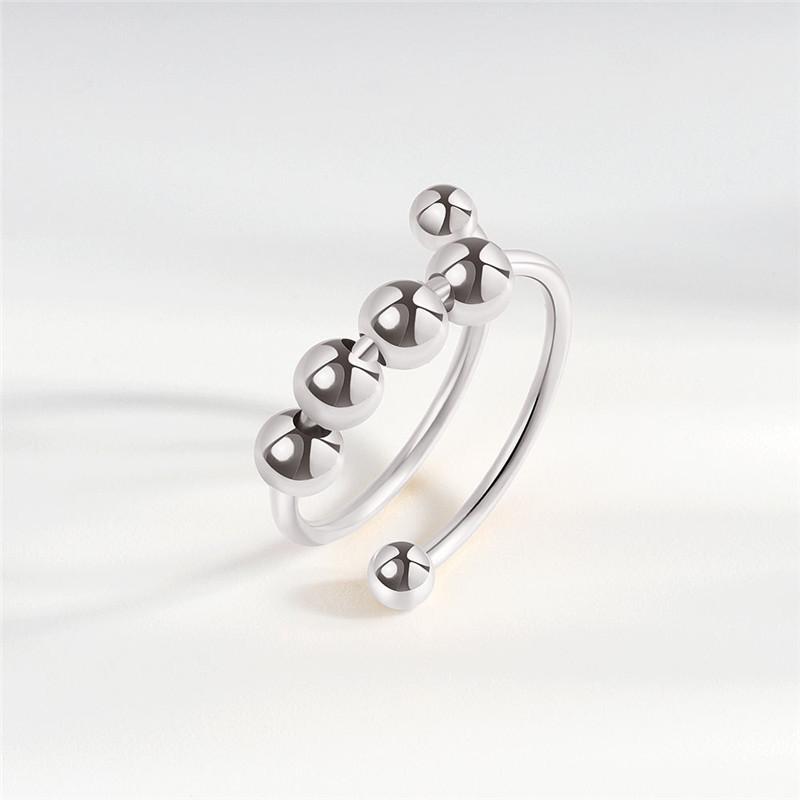 Fidget Spinner Rings for Women Crystal Flower Sun Star Moon Beads Anti Stress Anxiety Ring Rotatable Jewelry