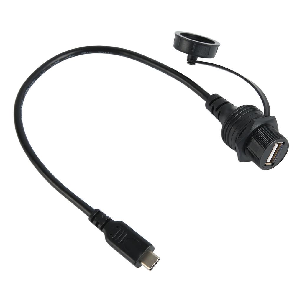 Waterproof Type C to USB 2.0 Flush Panel Dashboard Mount Extension Cable for Car Truck Boat Motorcycle