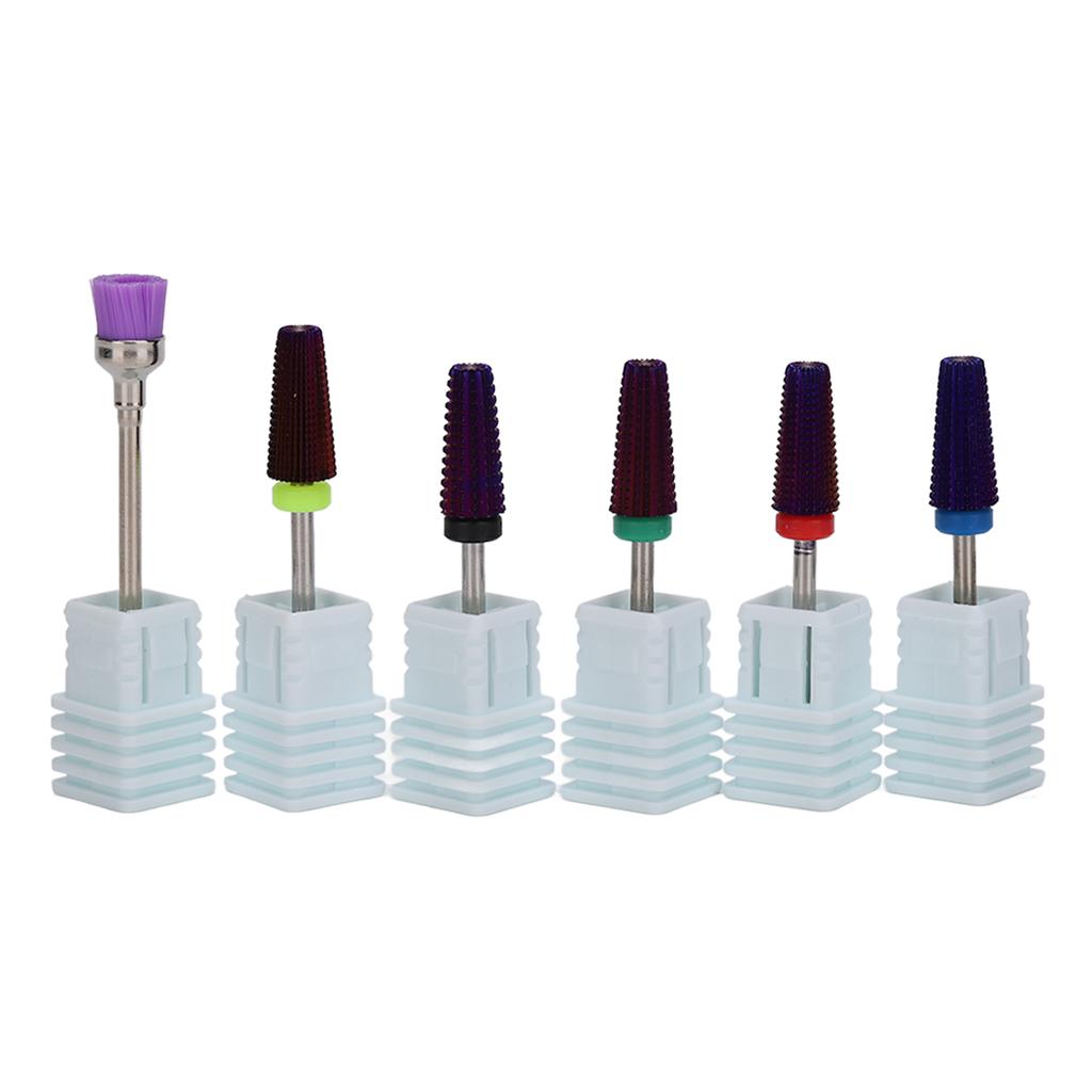 Nail Drill Bits Set Tungsten Steel Gel Polish Removal Dust Brush Nail Polishing Grinding Head