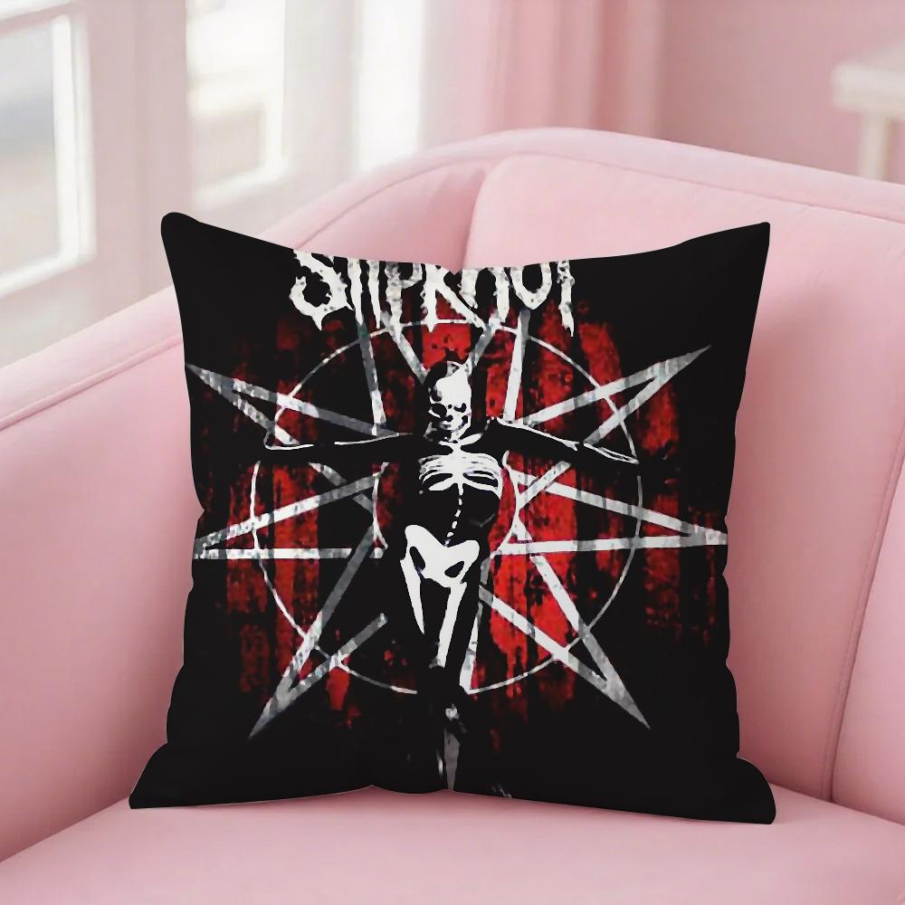 Slipknots Band Pillow Case Square Double-Sided Printing Short Plush Sofa Cushion Cover Bedroom Bedside Pillow