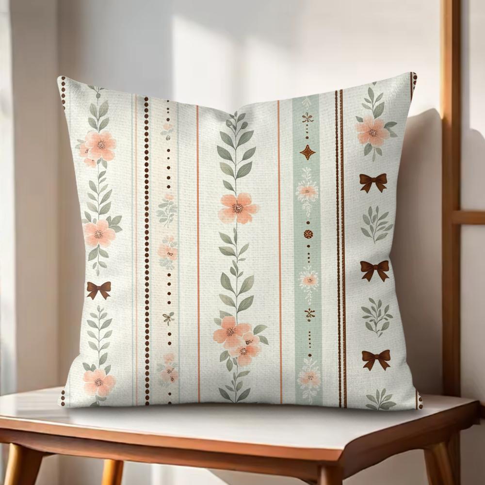 Spring Floral Cushion Cover Natural Linen Organic Fabric DoubleSided Printing Couch Pillow Covers Home Decor