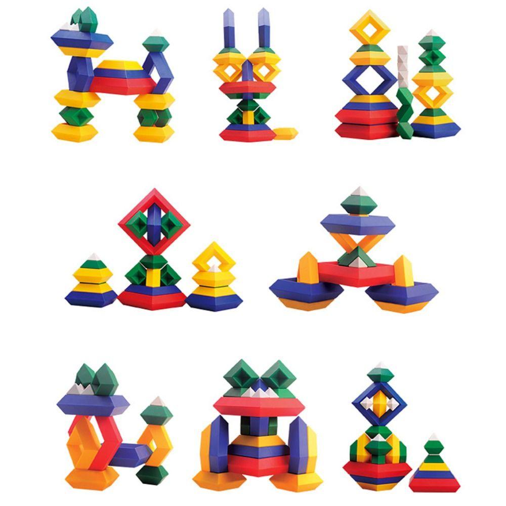 Tower Stack Toy Square Building Block Toys Pyramid Building Blocks Set Pyramid Block Rhombus Toys