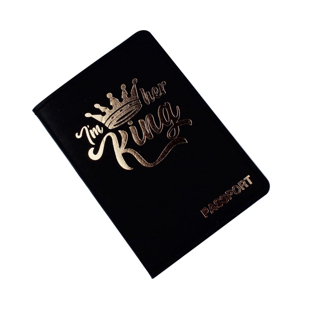 Lover Couple Passport Cover Holder Hot Stamping Queen for Women Men Travel Fashion Weddings Gift