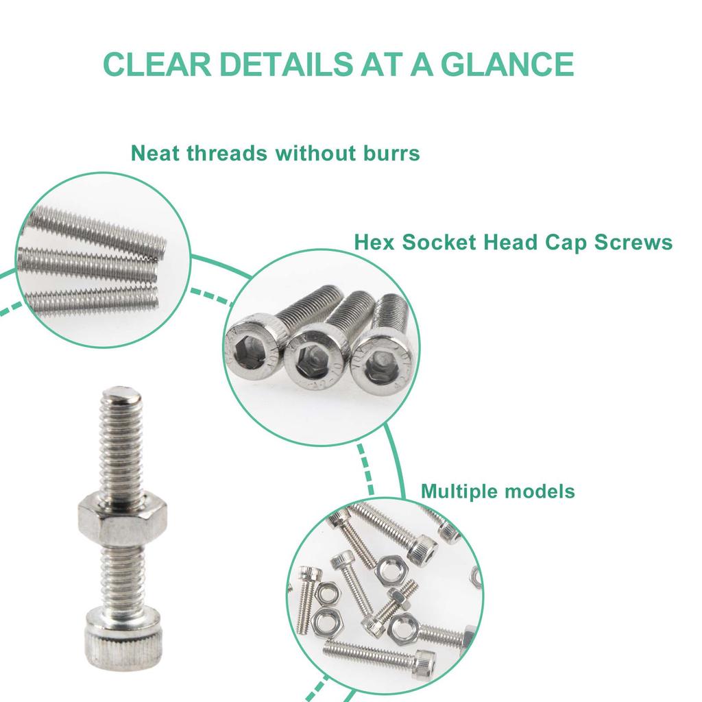 364/645 Stück M3 Innensechskantschrauben, 304 Edelstahl Innensechskantschrauben Bolzen Muttern Unterlegscheiben Sortimentskasten